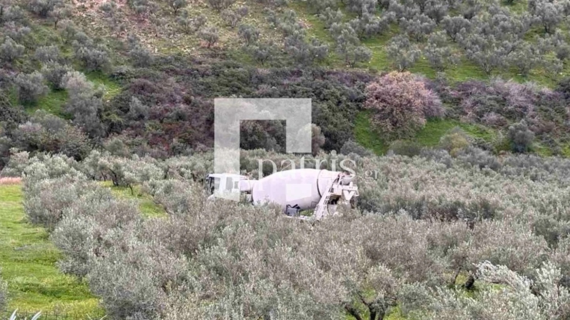 Μπετονιέρα ξέφυγε από τον δρόμο και κατέληξε σε χωράφι στο Ρέθυμνο
