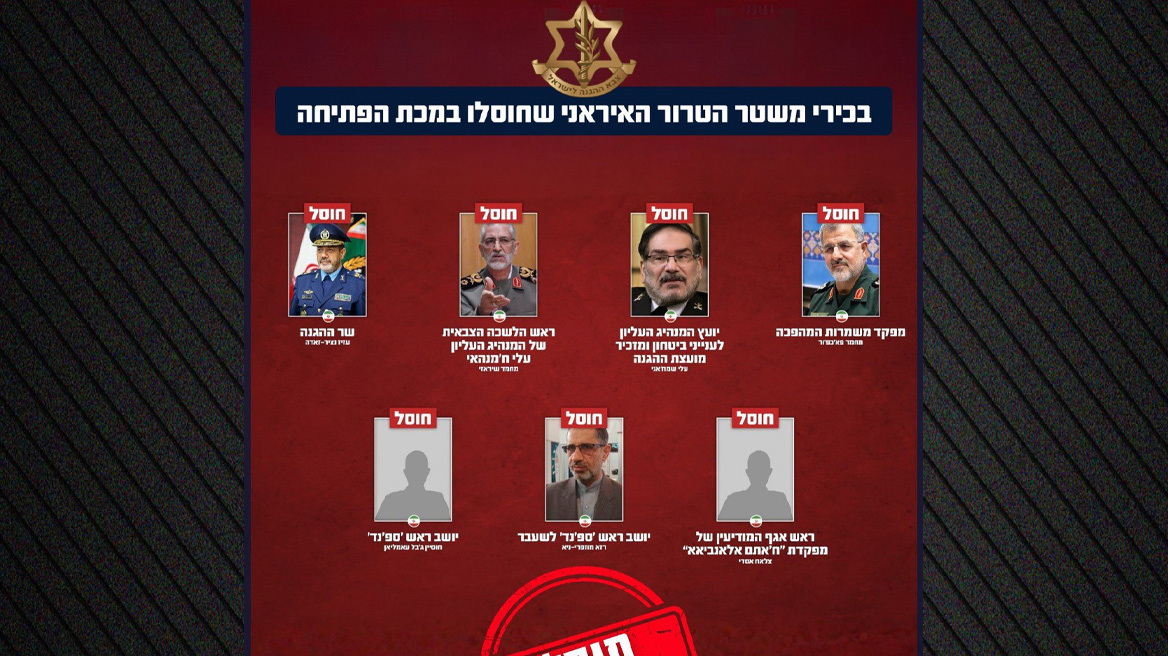 IDF: «Εξουδετερώσαμε» την ηγεσία άμυνας του Ιράν