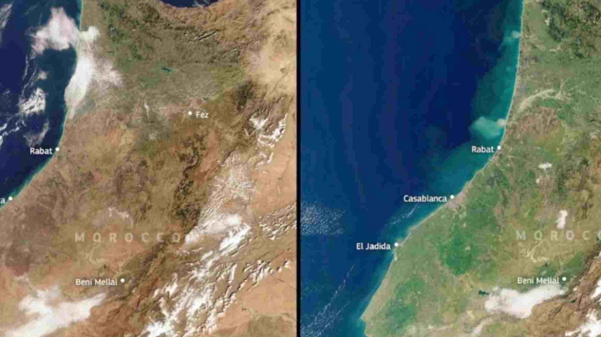 Δορυφορικές εικόνες δείχνουν μια αλλαγή στο Μαρόκο που δεν έχει παρατηρηθεί εδώ και μια δεκαετία