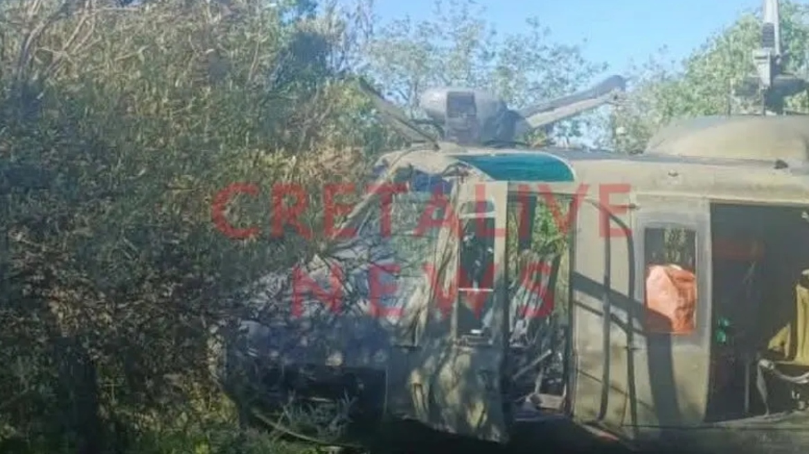 Αναγκαστική προσγείωση ελικοπτέρου της Πολεμικής Αεροπορίας στο Ηράκλειο Κρήτης, δείτε φωτογραφίες