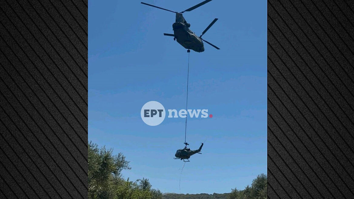 Με Chinook έγινε η απομάκρυνση του ελικοπτέρου προσγειώθηκε σε ελαιώνα στην Κρήτη, δείτε φωτογραφίες
