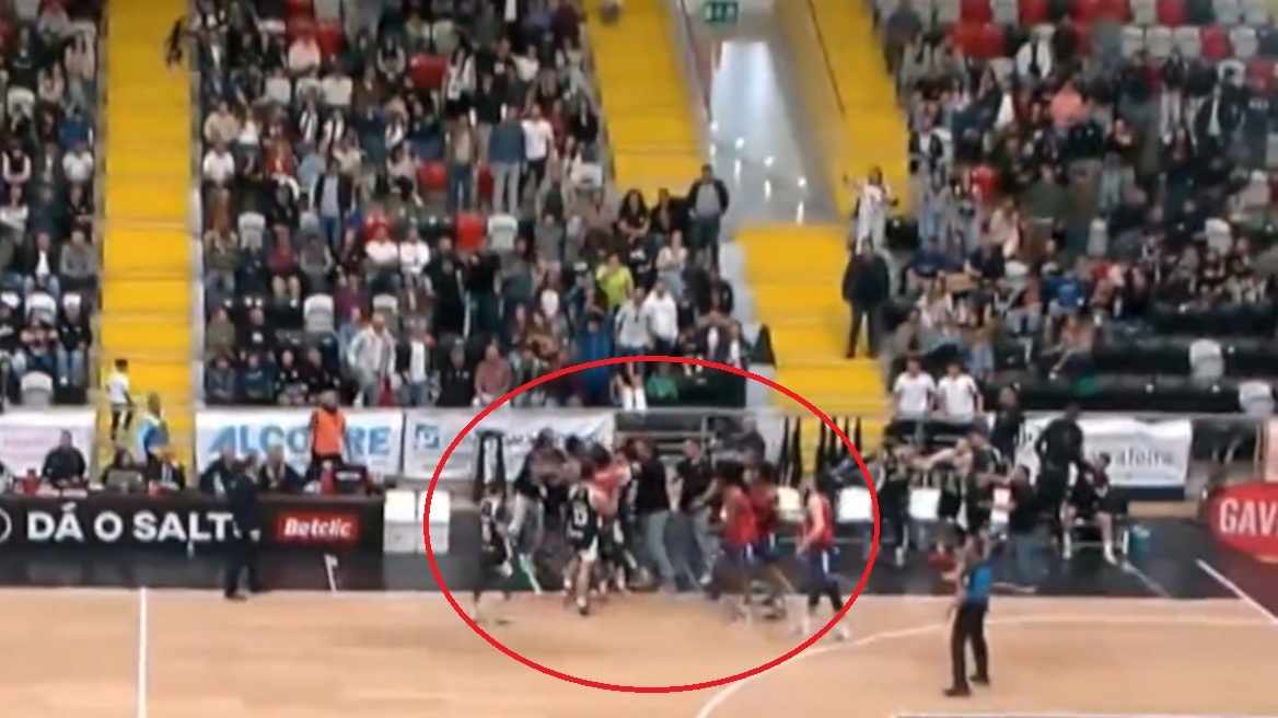 Άγριο επεισόδιο με 11 αποβολές και εισαγγελική παρέμβαση στο πρωτάθλημα μπάσκετ της Πορτογαλίας, δείτε βίντεο 
