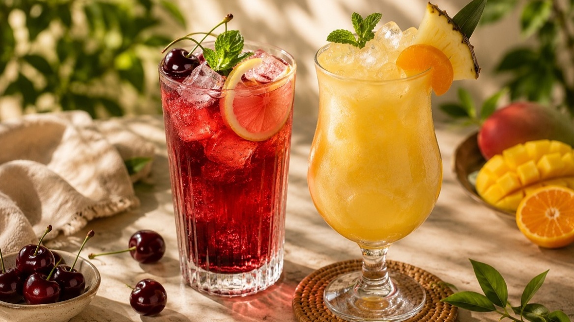 2 δροσιστικά και φρουτένια mocktails που θα φτιάχνουμε όλο το καλοκαίρι