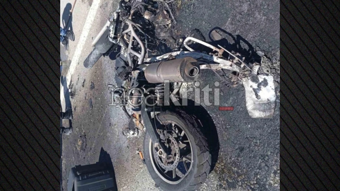 Σοβαρό τροχαίο στην Κρήτη: Μοτοσικλετιστής τυλίχθηκε στις φλόγες μετά από σύγκρουση με αυτοκίνητο