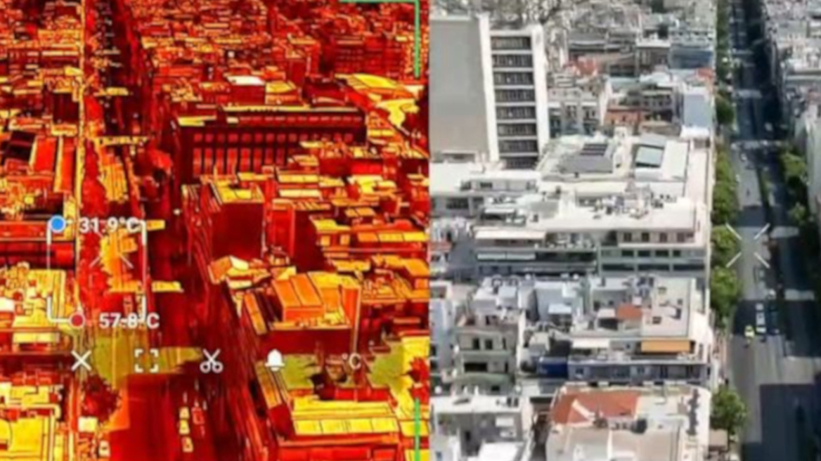 Θερμική κάμερα αποτυπώνει την πραγματική εικόνα της Αθήνας με τον καύσωνα, ξεπέρασαν τους 57 °C οι θερμοκρασίες