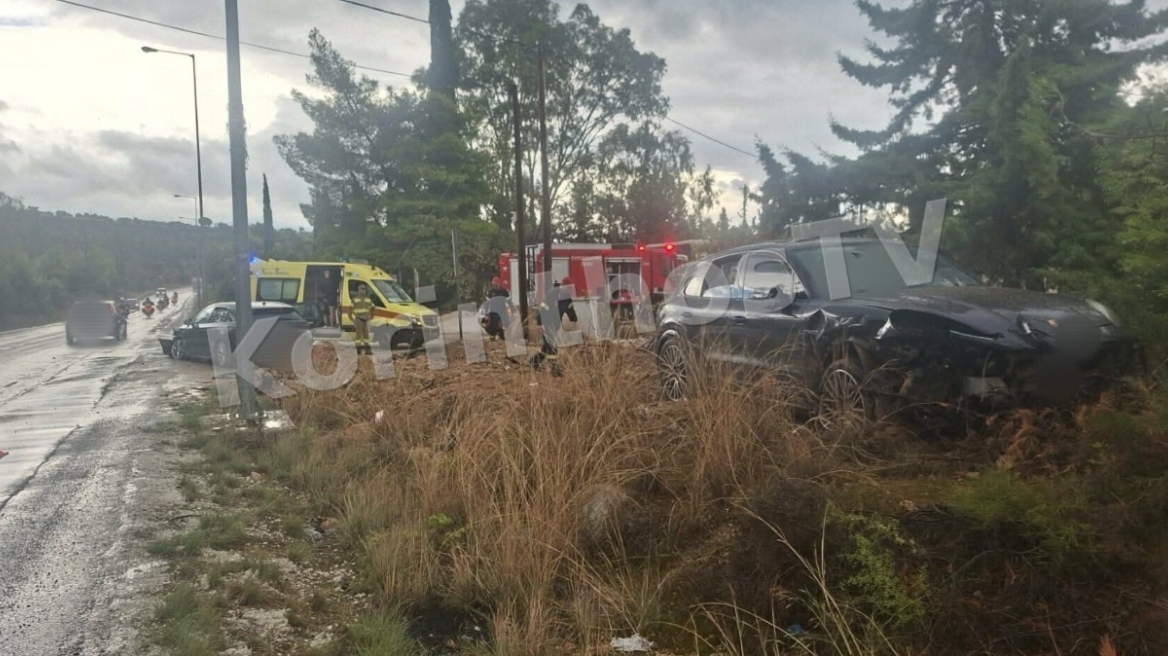Σφοδρή σύγκρουση δύο αυτοκινήτων στις Κεχριές Κορινθίας, ένας τραυματίας