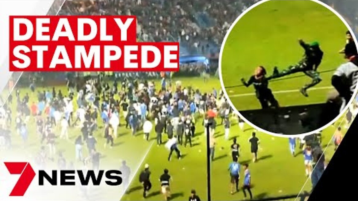Post match stampede at soccer match in Malang, East Java, Indonesia | 7NEWS