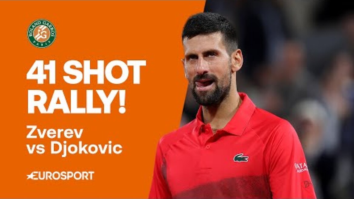 Novak Djokovic wins a 41-SHOT rally vs Alexander Zverev as the crowd go wild 🤯