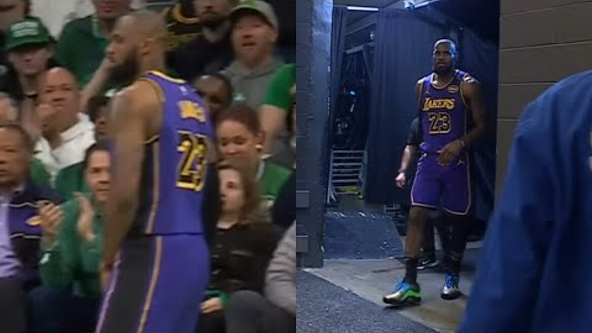 LeBron James groin injury and limps to locker room vs Celtics