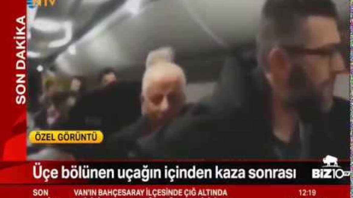Sabiha Gökçen Havalimanı’nda Kaza Sonrası Uçak İçi Görüntüler