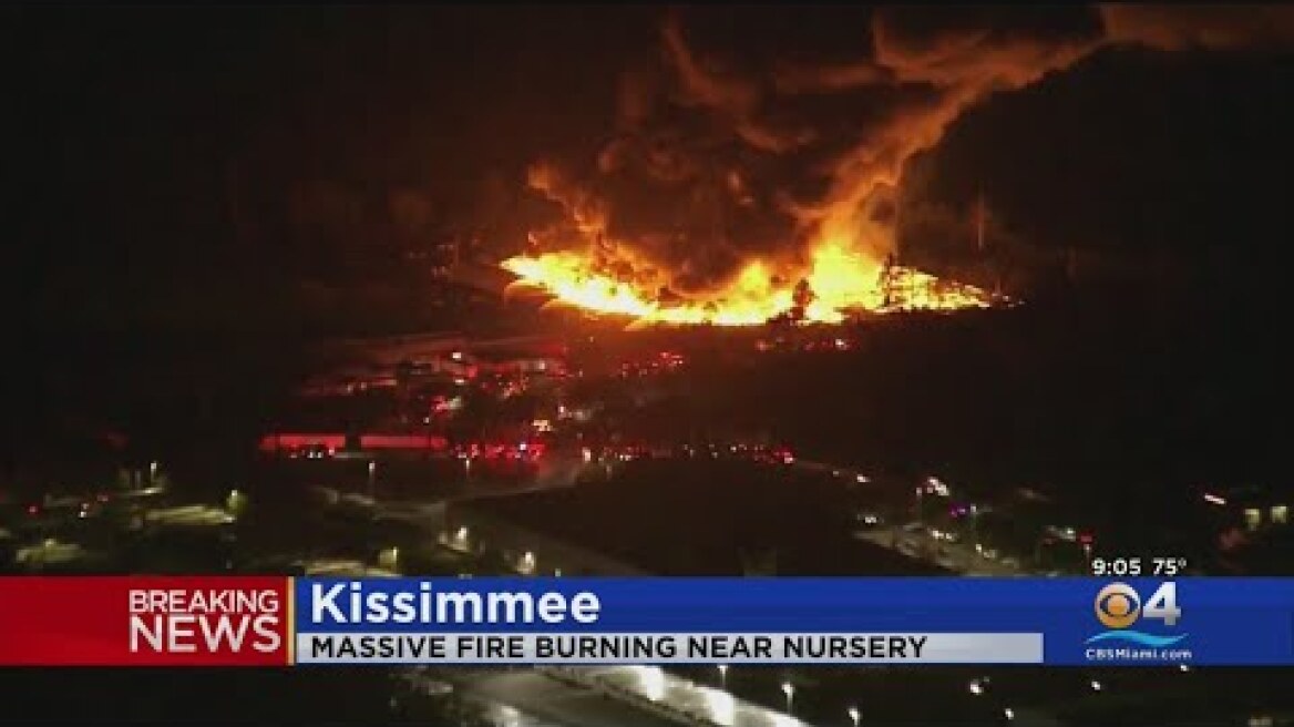 Massive fire burning near central Florida nursery