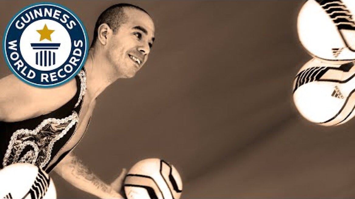 Most soccer balls/footballs juggled- Guinness World Records