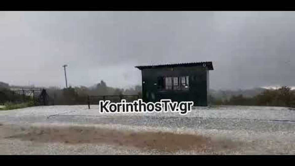 Χαλάζι στο Κρυονέρι Κορινθίας