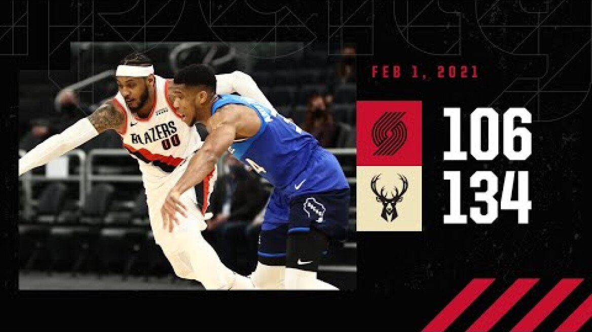 Trail Blazers 106, Bucks 104 | Full Game Highlights | February 1, 2021