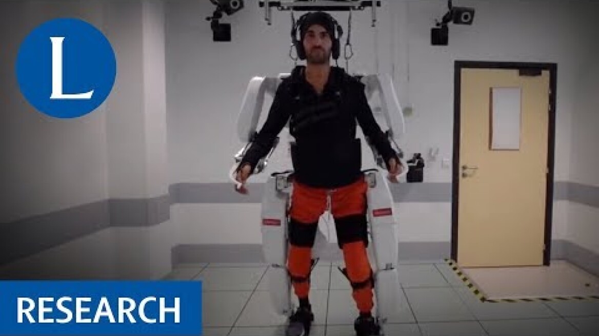 Exoskeleton Controlled by a Brain-Machine Interface