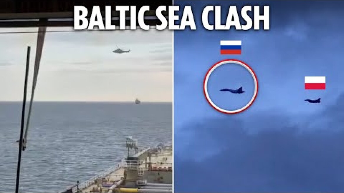 NATO fighter & Russian Su-35 CLASH over Putin's shadow fleet tanker