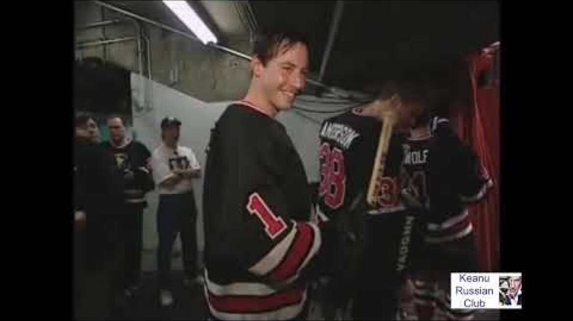 1997 Keanu Reeves playing Celebrity All Star ice hockey