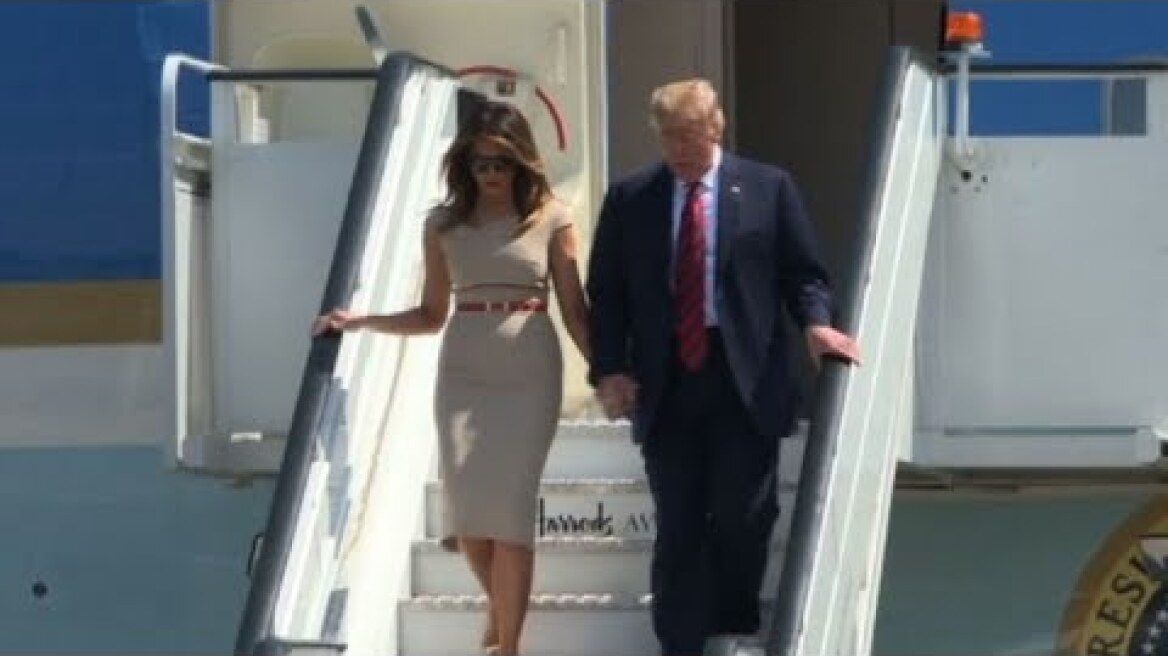 Donald Trump and wife Melania arrive in the UK