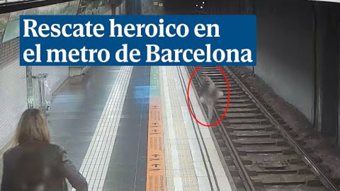 Rescate heroico a un hombre que cayó en medio de las vías del metro de Barcelona