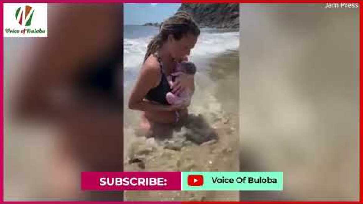 Mum of four goes viral as she documents going into labour in the ocean