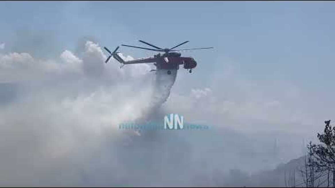 Δηλώσεις Μποκα στη. Φωτιά του Πλατανιτη - Εικόνες από το ελικόπτερο