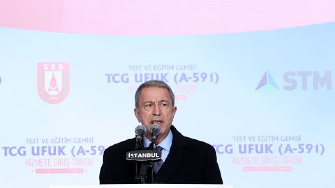 Bakan Akar ve Beraberindeki TSK Komuta Kademesi TCG UFUK'un Hizmete Giriş Töreni’ne Katıldı