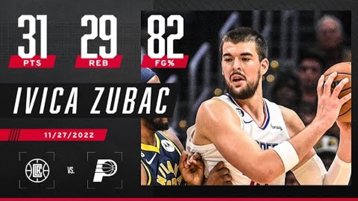 Ivica Zubac LEGENDARY GAME! 🤯 31 PTS, 29 REB sets multiple NBA records‼