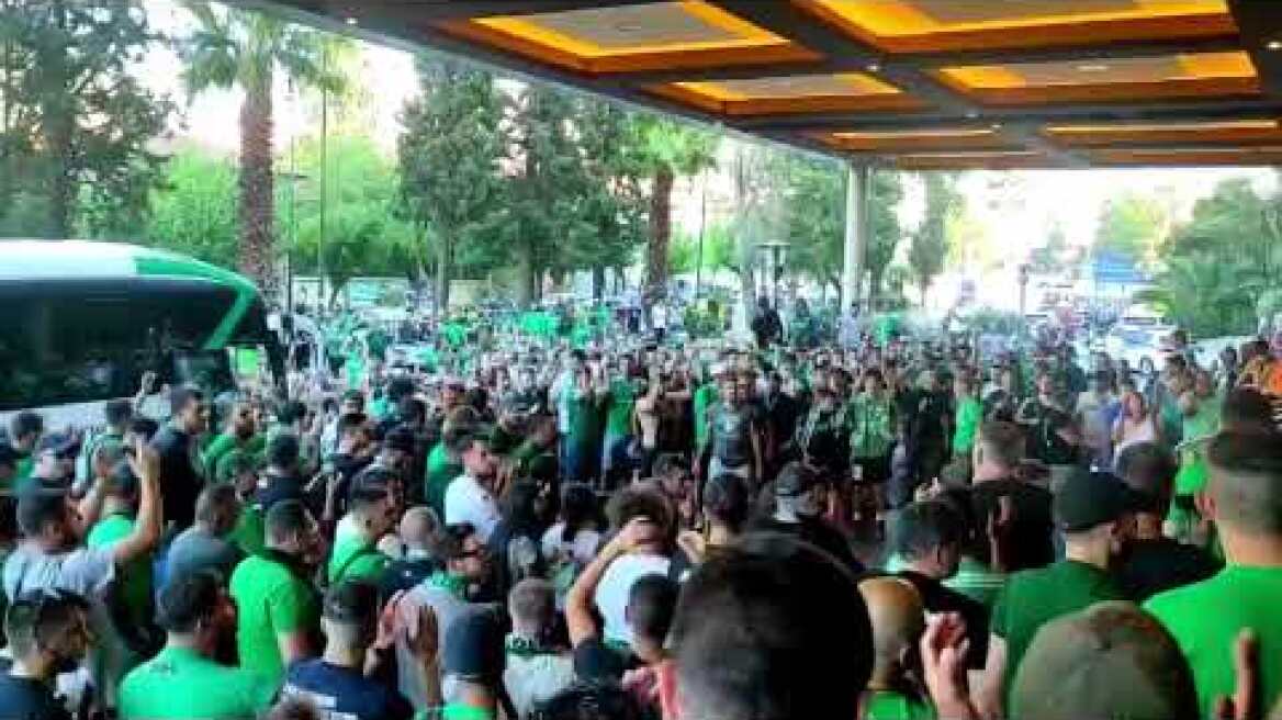 Οπαδοί του Παναθηναϊκού αποθεώνουν την ομάδα στο ξενοδοχείο πριν το ματς με τη Σλάβια | Gazzetta.gr