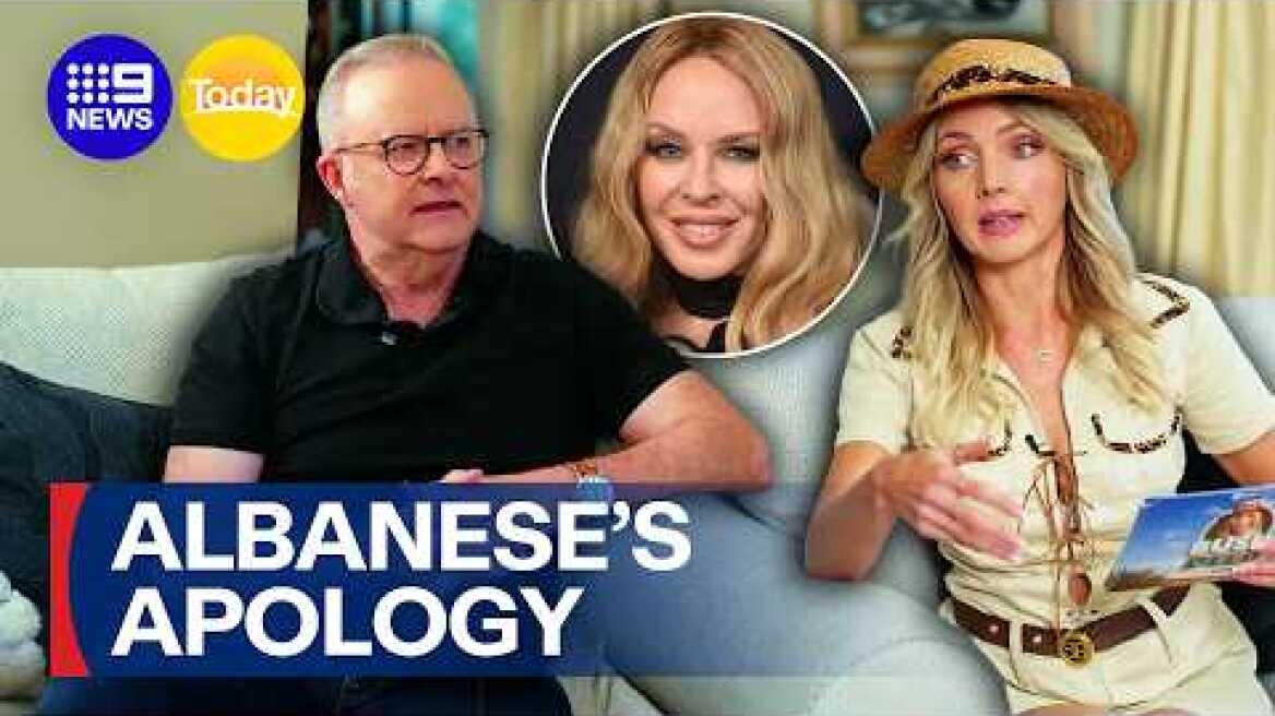 Albanese apologises for crude remark over Kylie Minogue | 9 News Australia