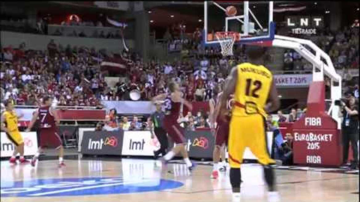 Last second shot by Janis Timma - Eurobasket 2015