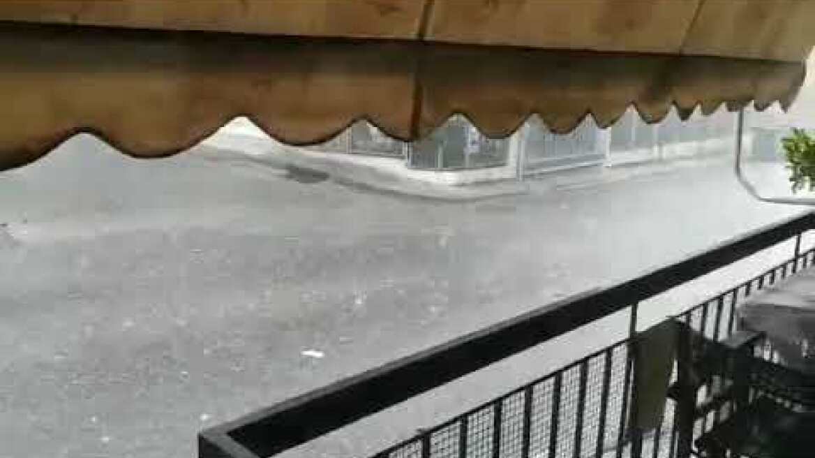 Ισχυρή καταγίδα & χαλάζι στο Αγρίνιο