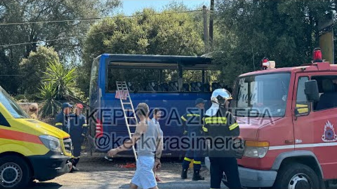Κέρκυρα: Απεγκλωβισμός - Τροχαίο δυστύχημα με τουριστικό λεωφορείο