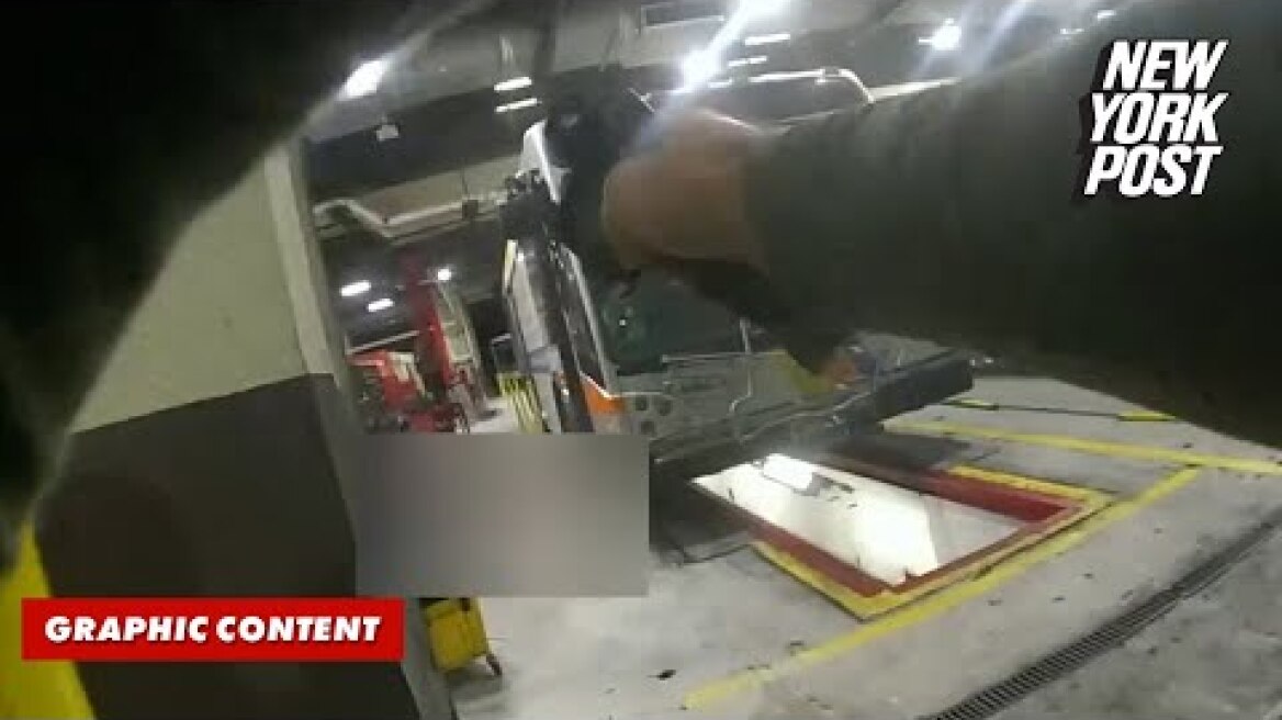 Bodycam shows police shoot bus mechanic dead moments after he ambushed and killed co-worker