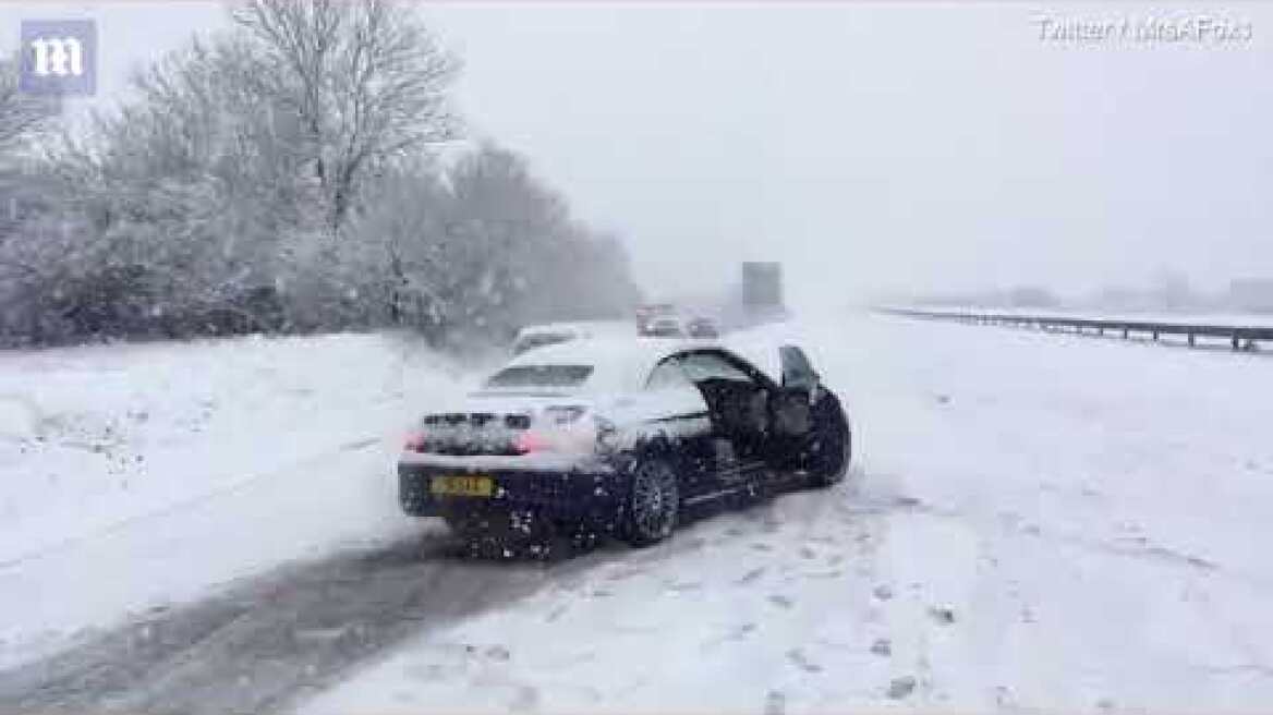 Chaos on the A30 as heavy snow hits Cornwall