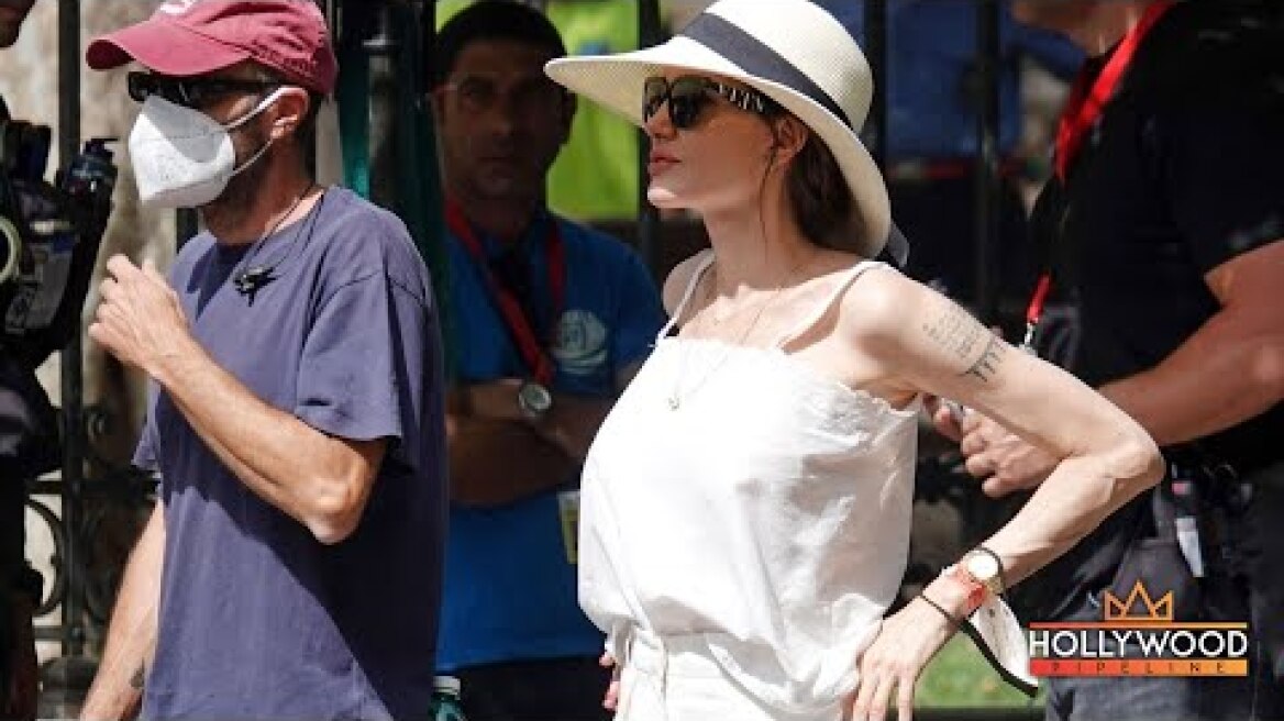 Angelina Jolie and Salma Hayek onset of 'Without Blood' in Rome, Italy [PICS]