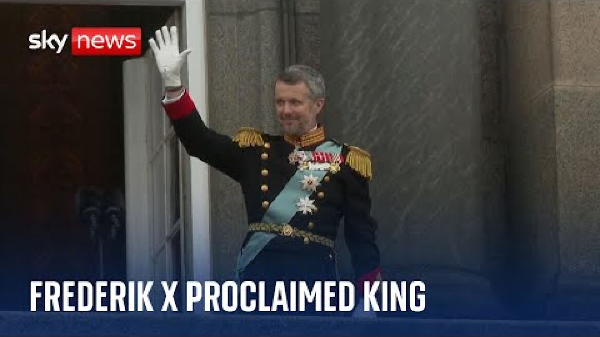 Frederik X waves from balcony as he is proclaimed Denmark's new King