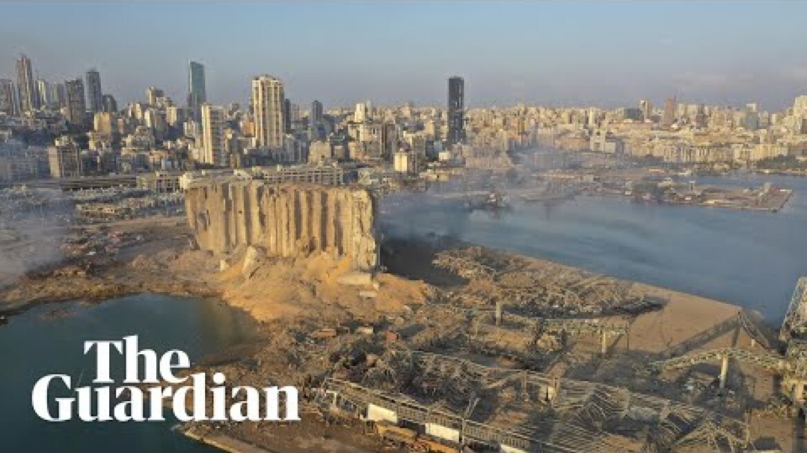 Beirut explosion destruction captured in drone footage