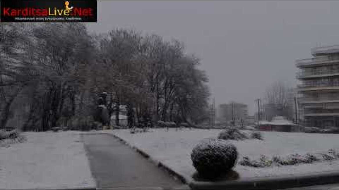 Πρωινή χιονόπτωση στην Καρδίτσα (21/1/2026)
