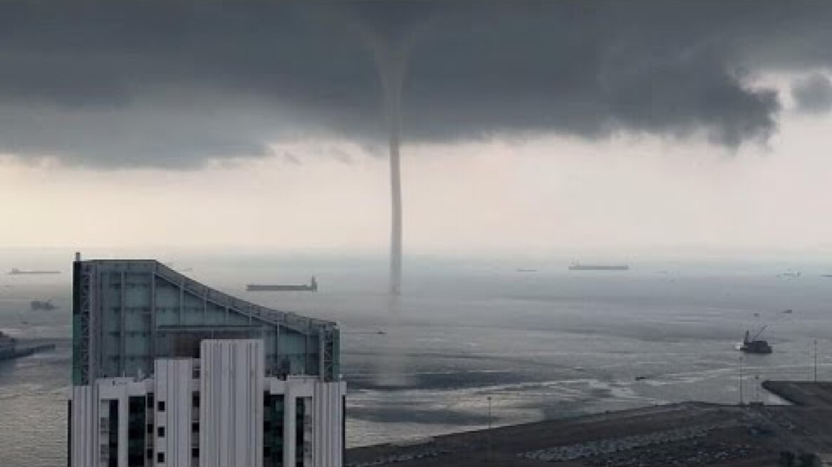 Watch: Waterspout swirls near Singapore shore