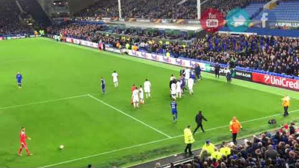 Ashley Williams Shows Everton Don’t Let Lyon Players Push Him about. Fight.