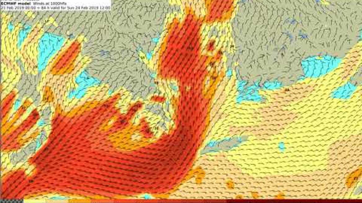 Άνεμοι από Σάββατο 23/02/2019 μέχρι Τρίτη 26/02/2019