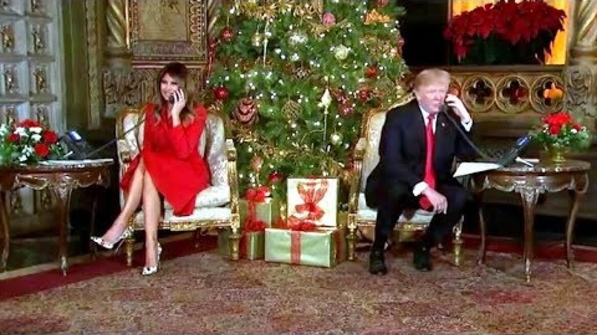 President Trump and First Lady Melania Trump participates in NORAD Santa Tracker phone calls. Dec 24