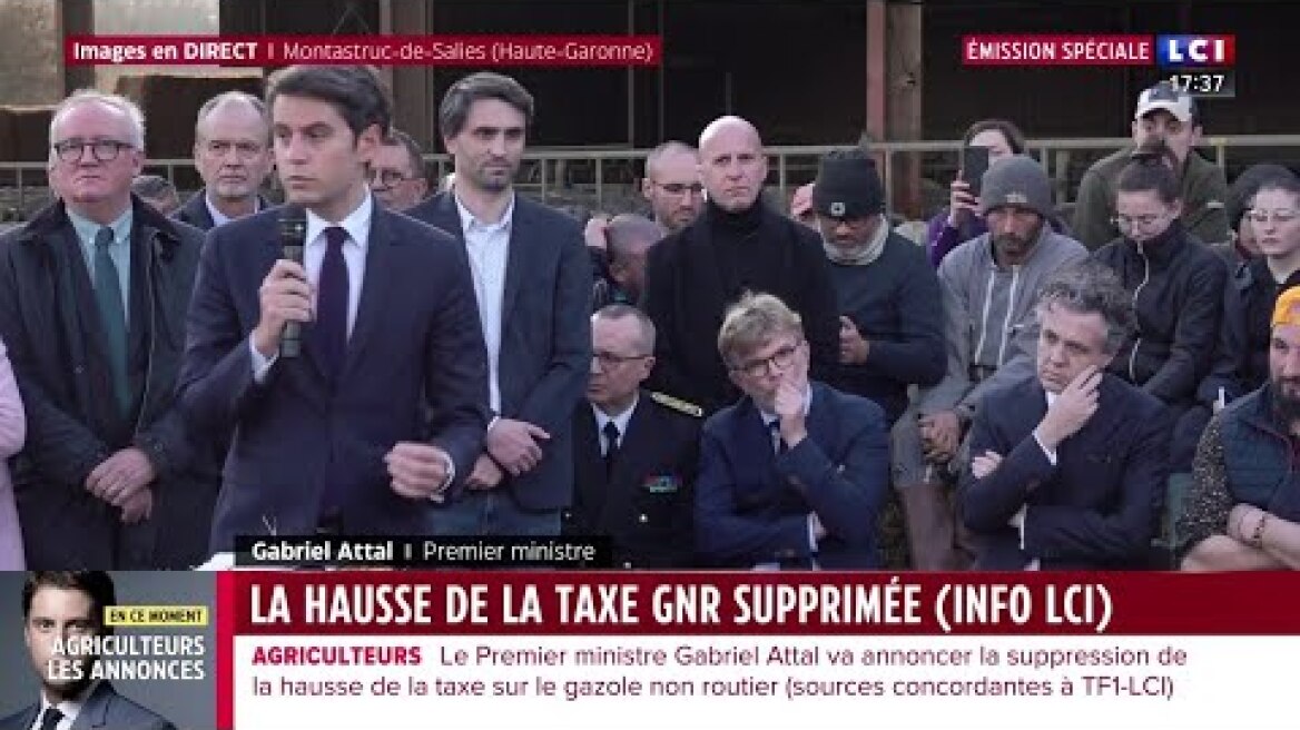 Colère des agriculteurs : suivez en direct sur LCI les annonces de Gabriel Attal