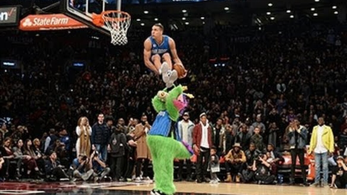 Aaron Gordon Under-the-Legs, Over the Mascot Dunk
