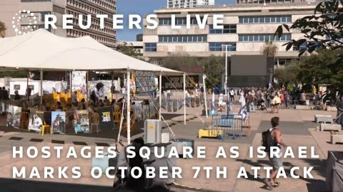 LIVE: View of Hostages Square as Israel marks October 7th attack