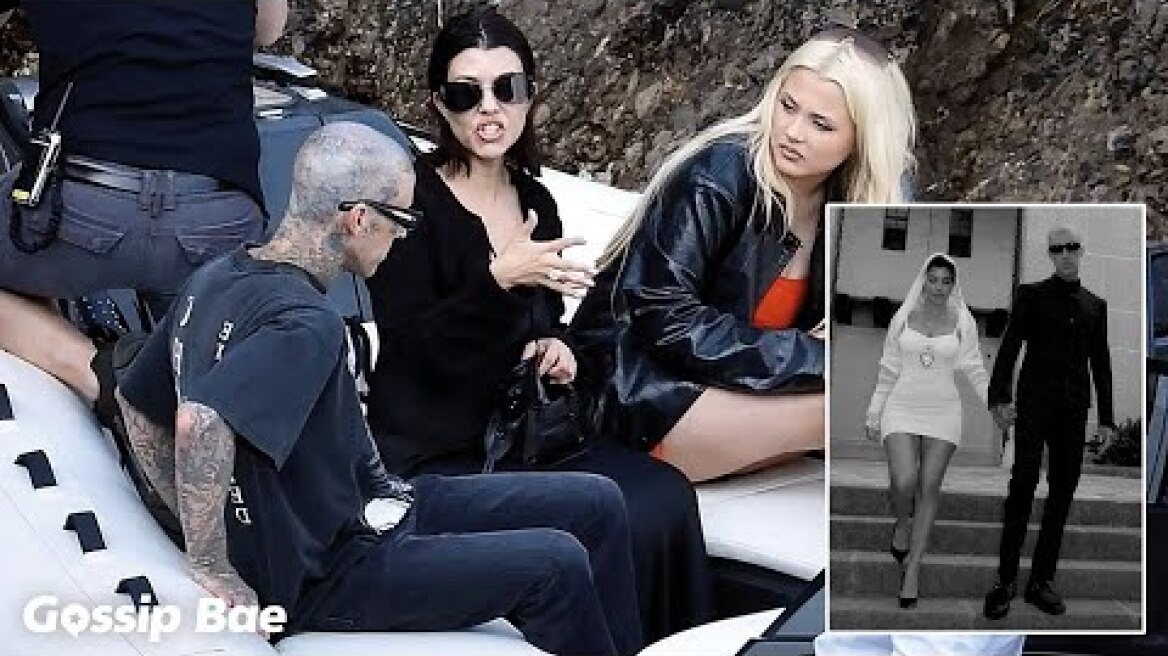 Kourtney Kardashian and Travis Barker take a boat ride ahead of their wedding in Italy