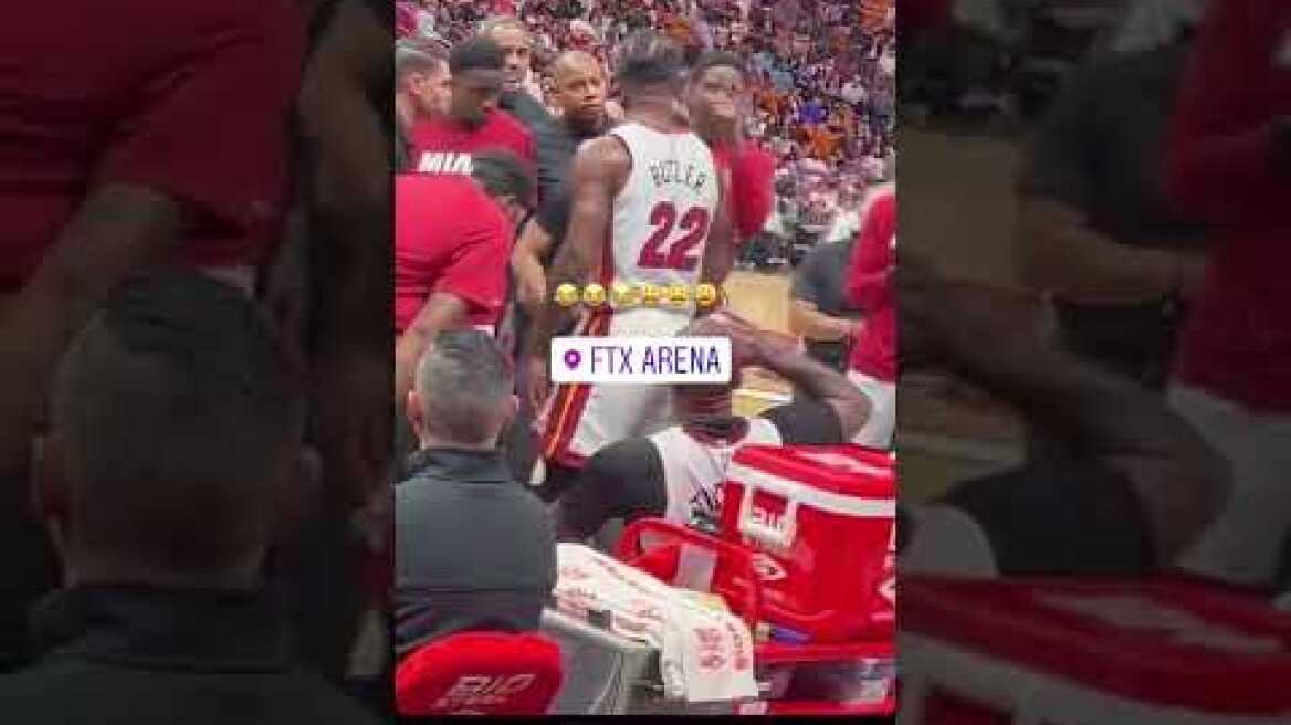Haslem & Jimmy Butler GET HEATED on Heat bench👀👀 #shorts