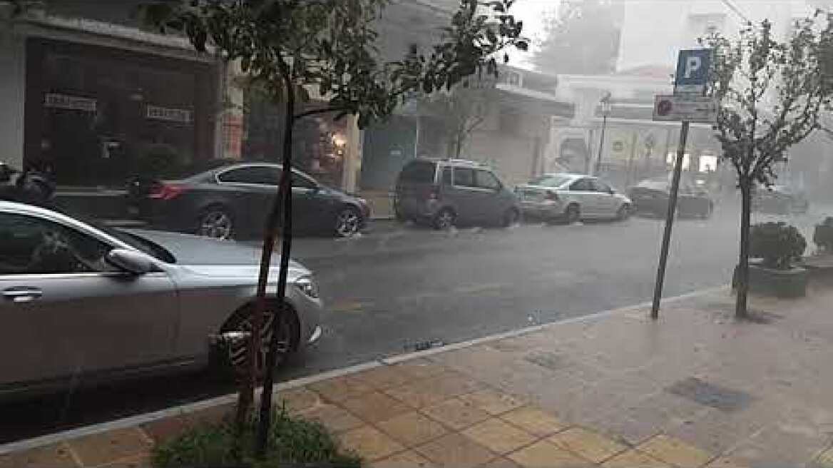 Ισχυρή καταιγίδα και χαλάζι ξανά στην Καβάλα