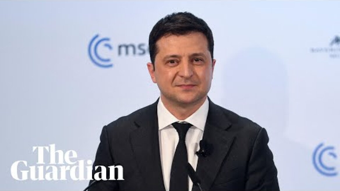 Ukrainian president jokes Russia hacked his headset at security conference