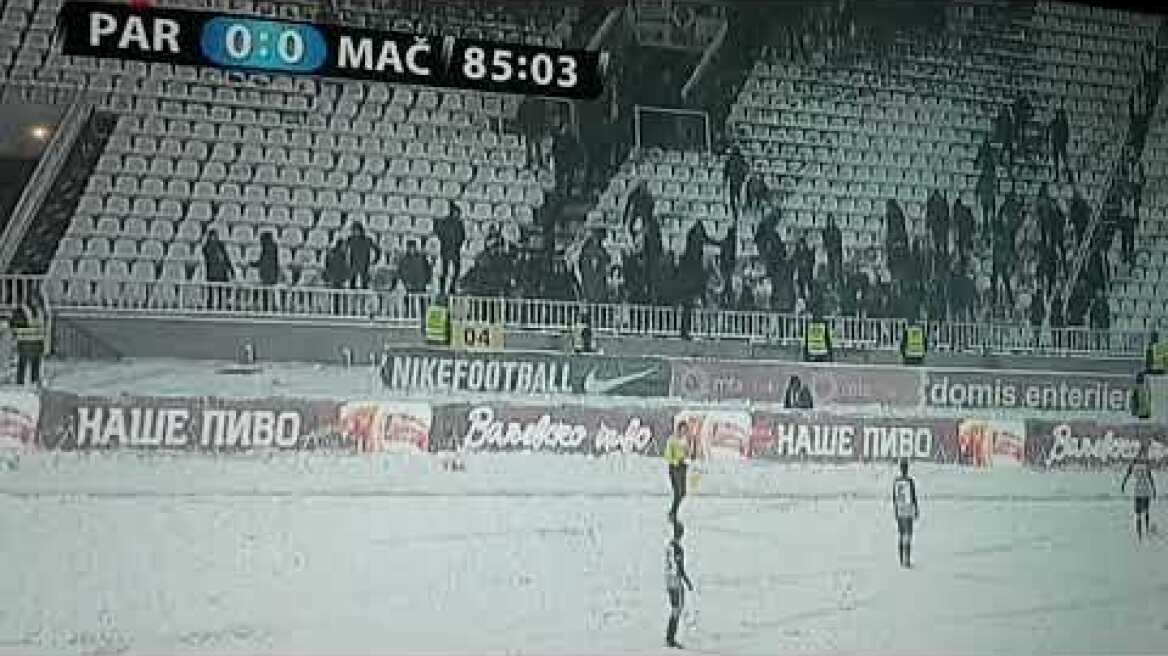 Partizan Belgrade Fans Throw Snowball at Assistant Referee